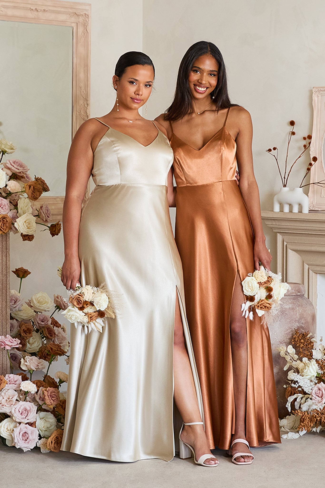 Jay Matte Satin Dress - Rust