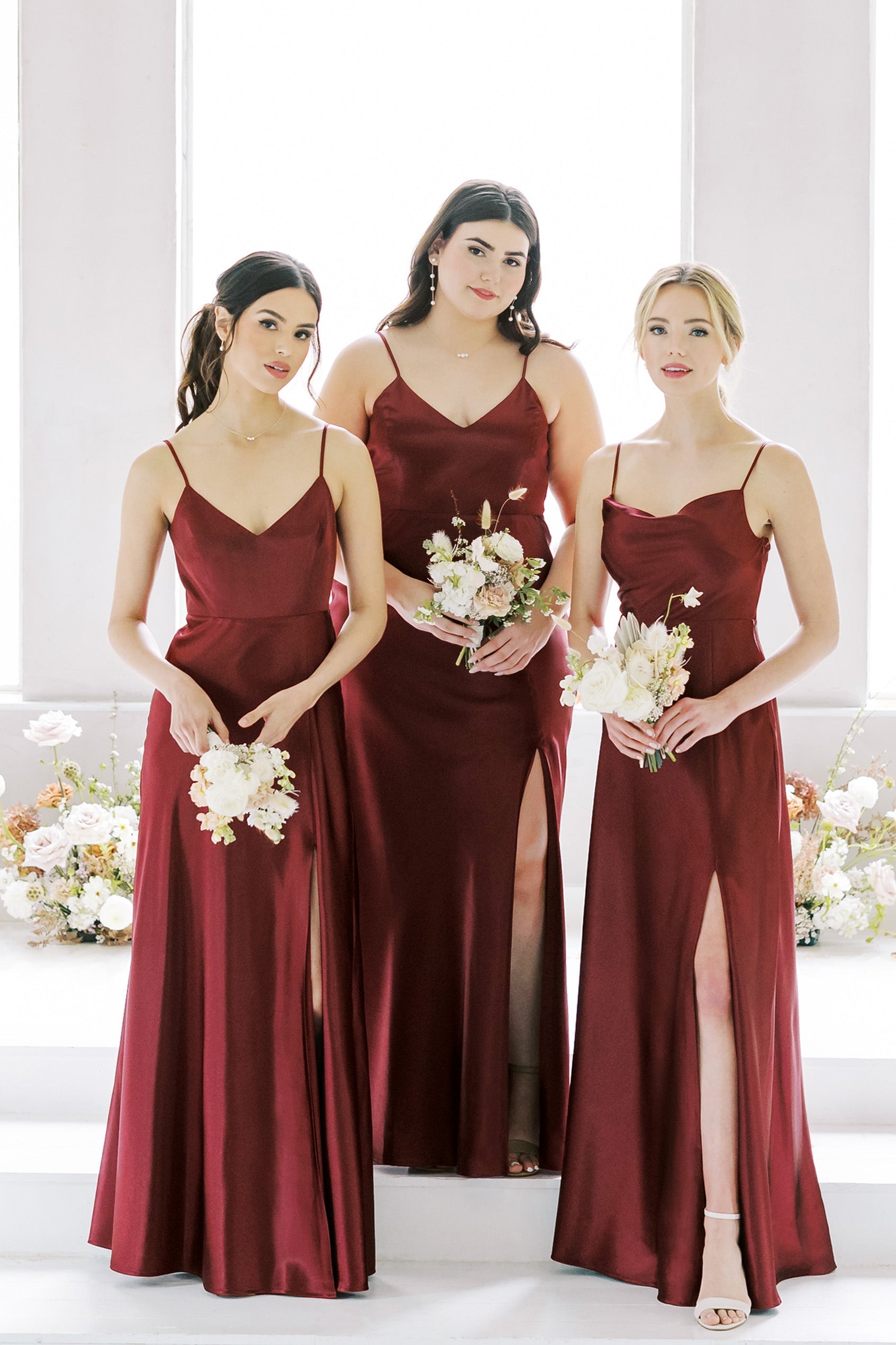 Jay Matte Satin Dress - Cabernet