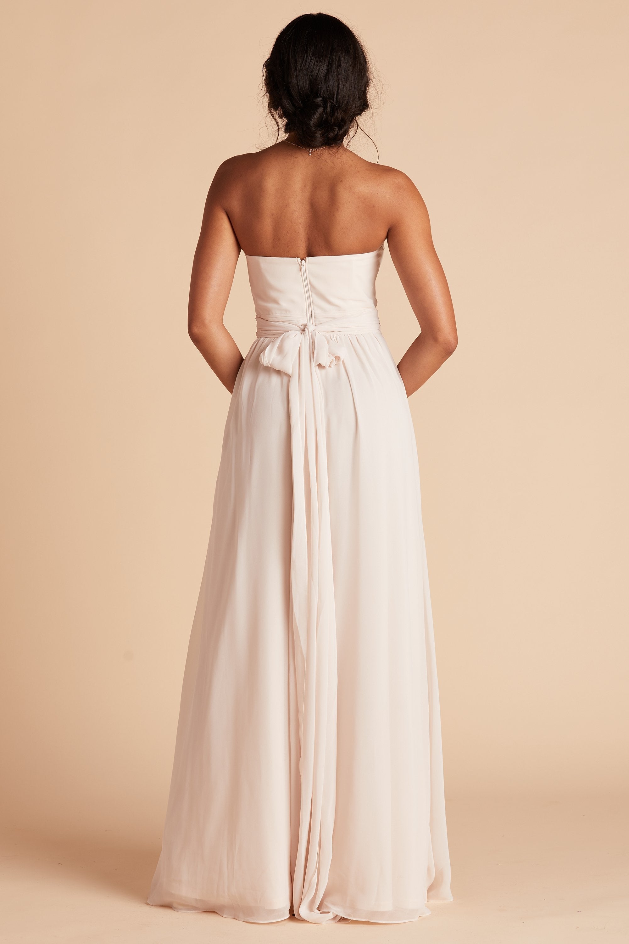 Grace convertible bridesmaid dress in champaign chiffon by Birdy Grey, back view