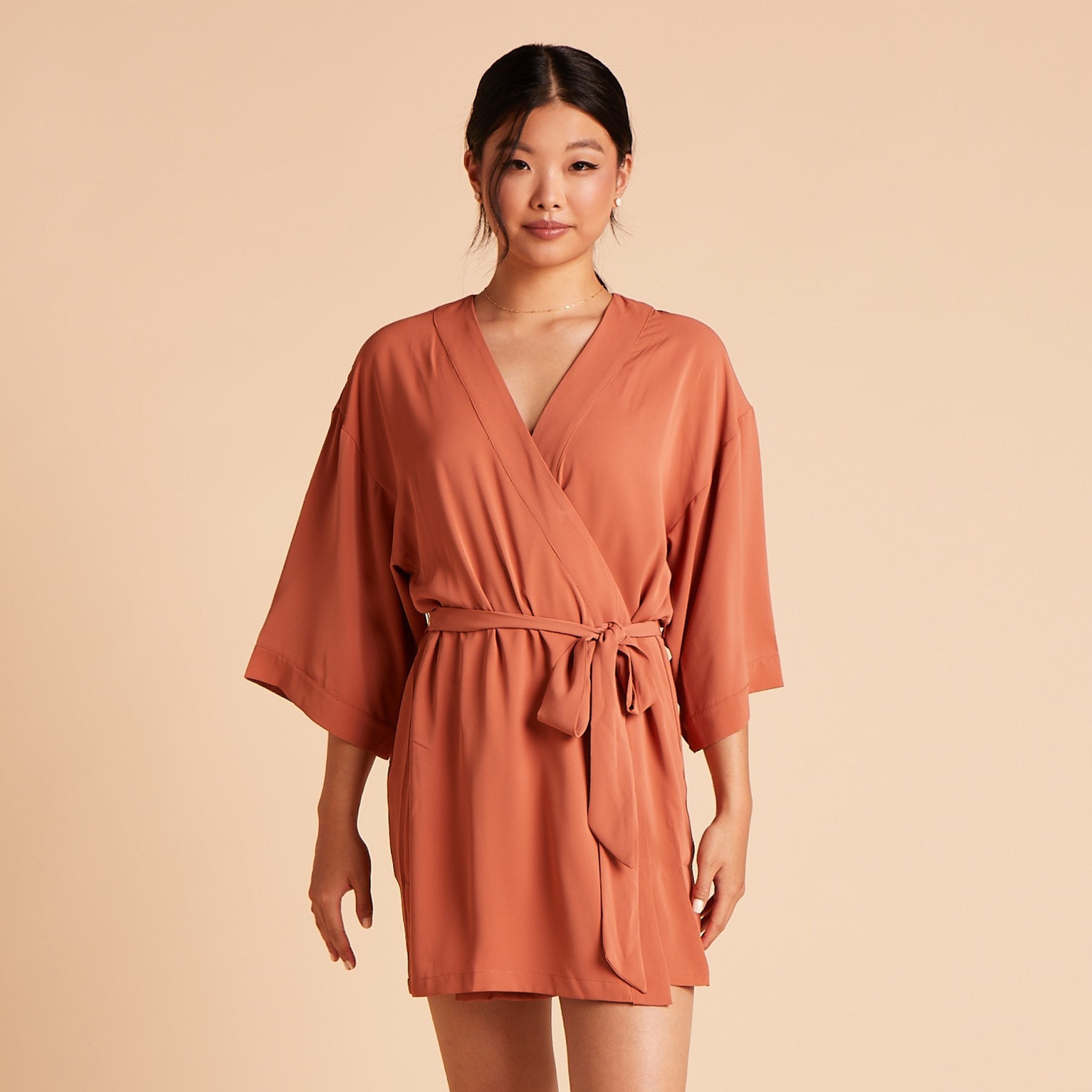 Karen Robe in terracotta by Birdy Grey, front view