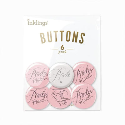 Bridal Party Buttons in pink by Birdy Grey, front view