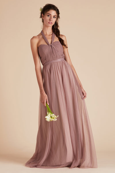 Christina convertible bridesmaid dress in sandy mauve tulle by Birdy Grey, front view