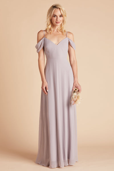 Devin convertible bridesmaids dress in lilac purple chiffon by Birdy Grey, front view