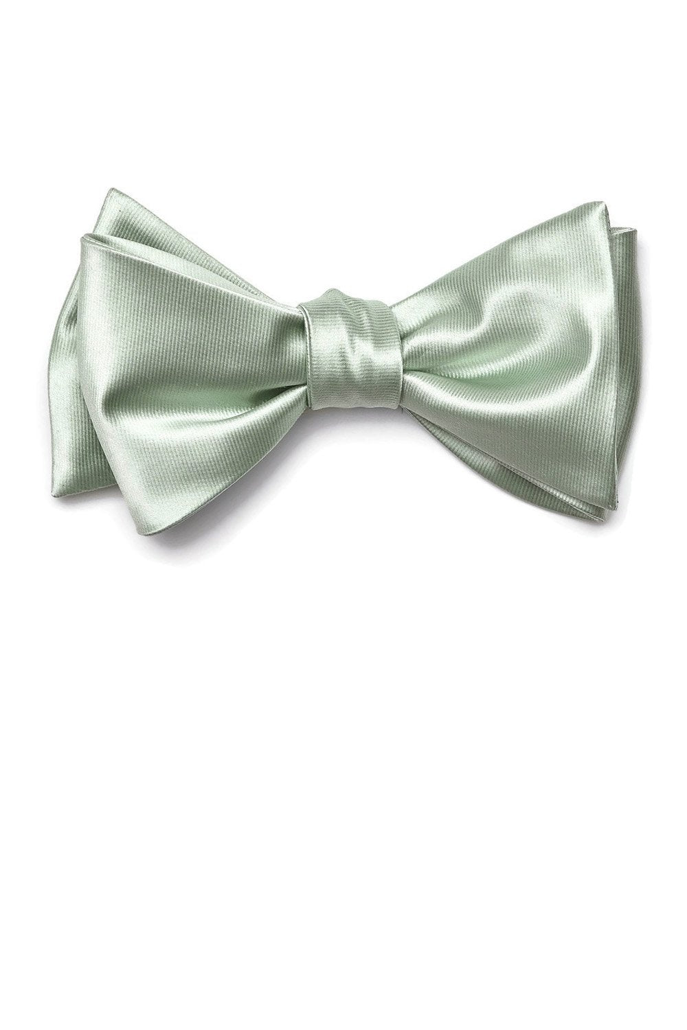 Daniel Bow Tie in sage sateen by Birdy Grey, front view