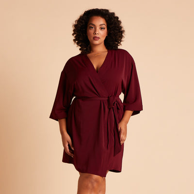 Karen Robe in cabernet burgundy by Birdy Grey, front view