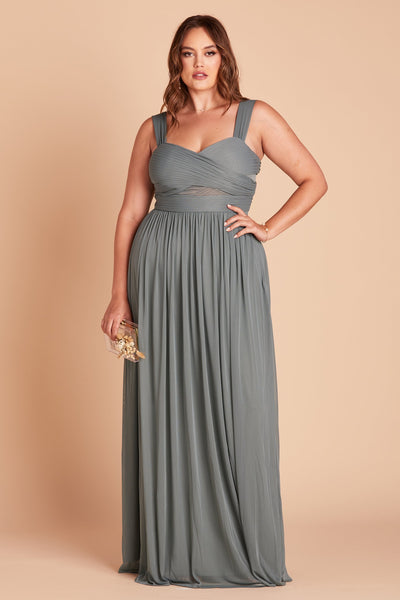 Elsye plus size bridesmaid dress in sea glass green chiffon by Birdy Grey, front view