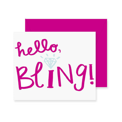 Hello Bling Engagement Card by Birdy Grey, front view