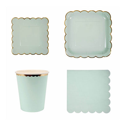 Scalloped Square Party Set - Mint