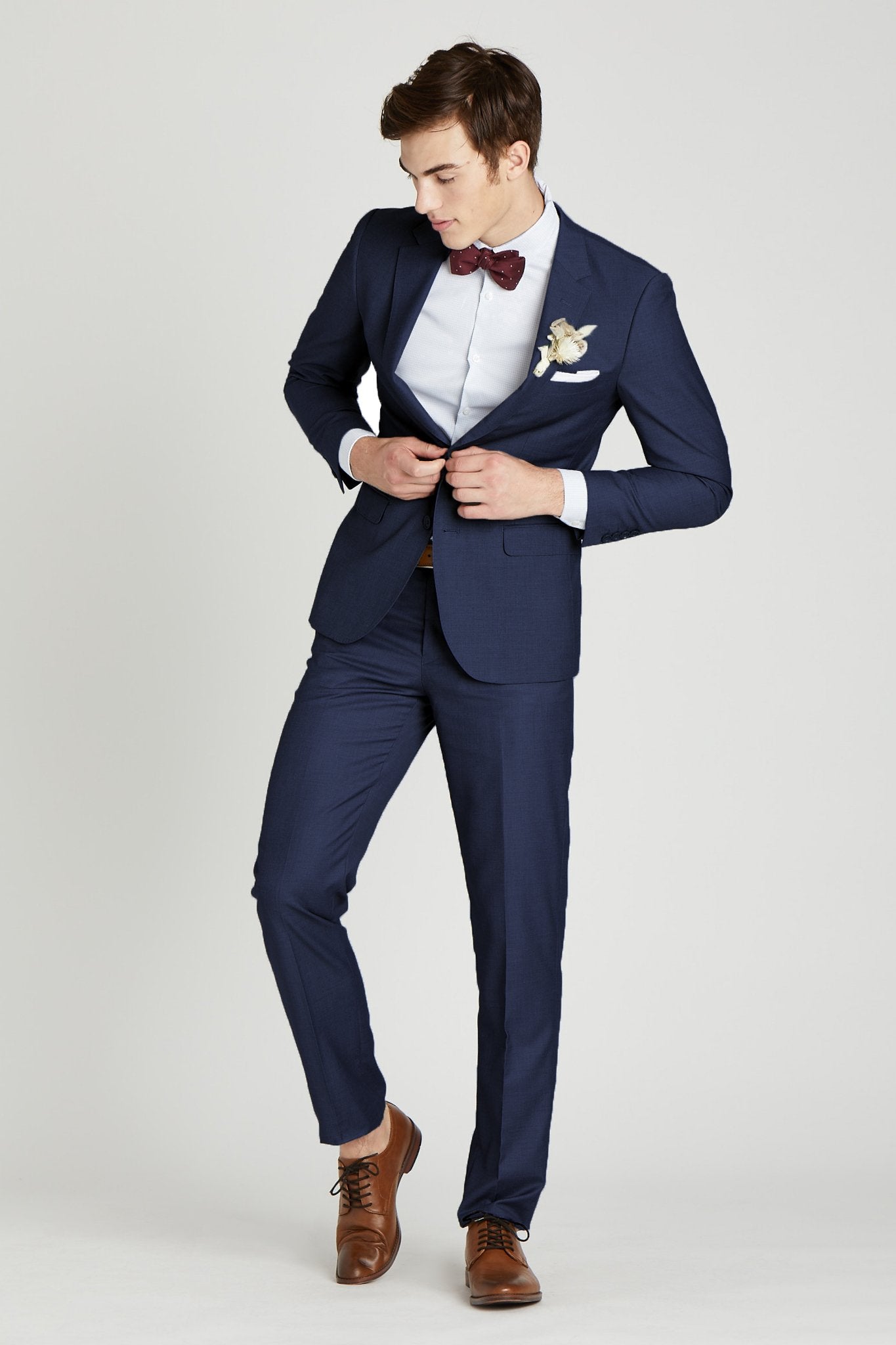 Brilliant Blue Groomsmen Suit by SuitShop, front view