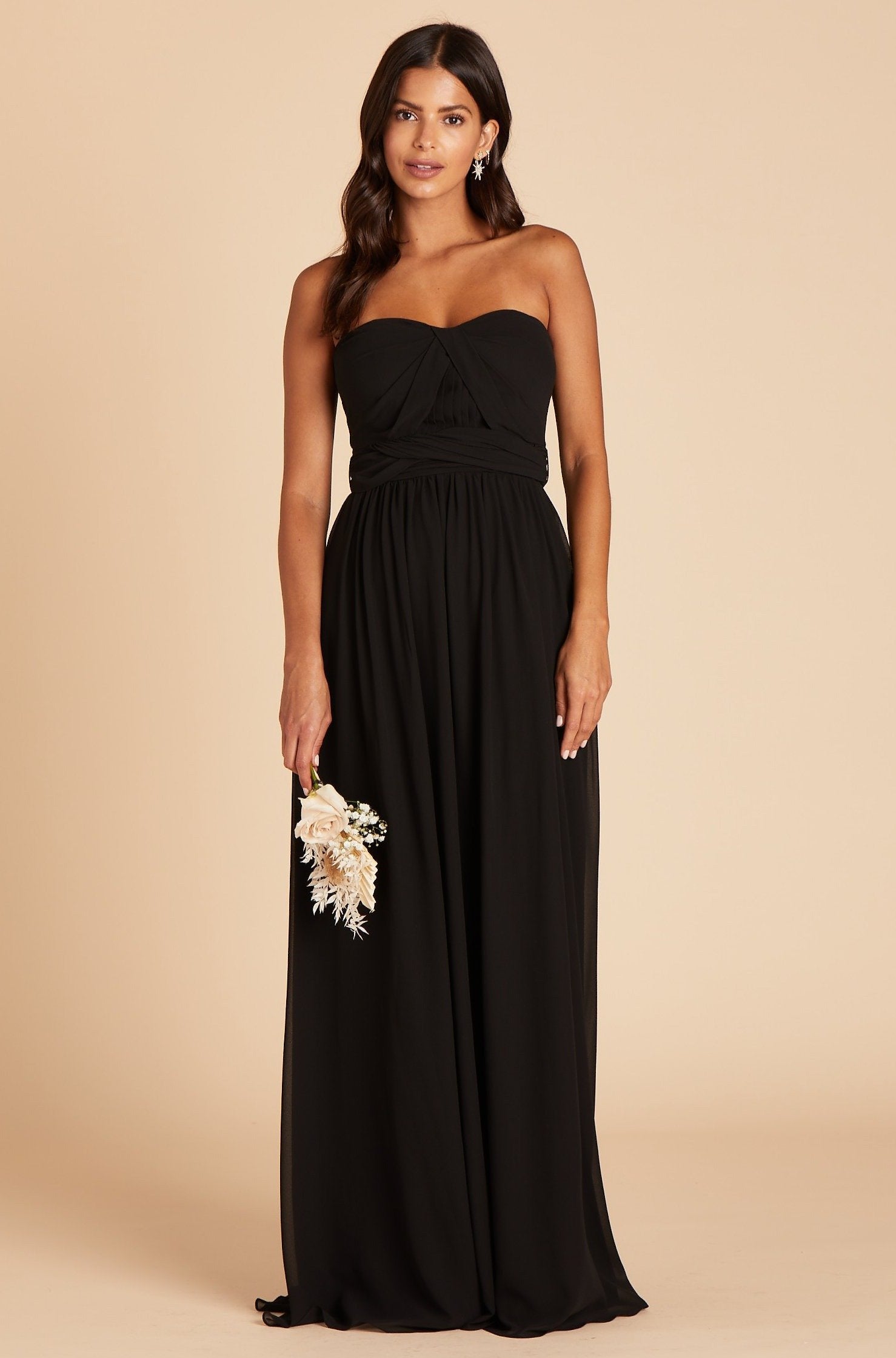 Grace Convertible Dress With Slit - Black