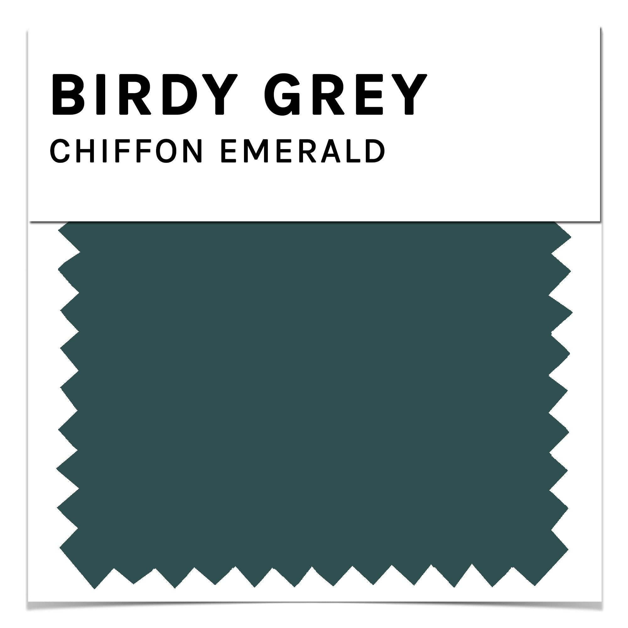 Swatch in emerald green chiffon by Birdy Grey, front view