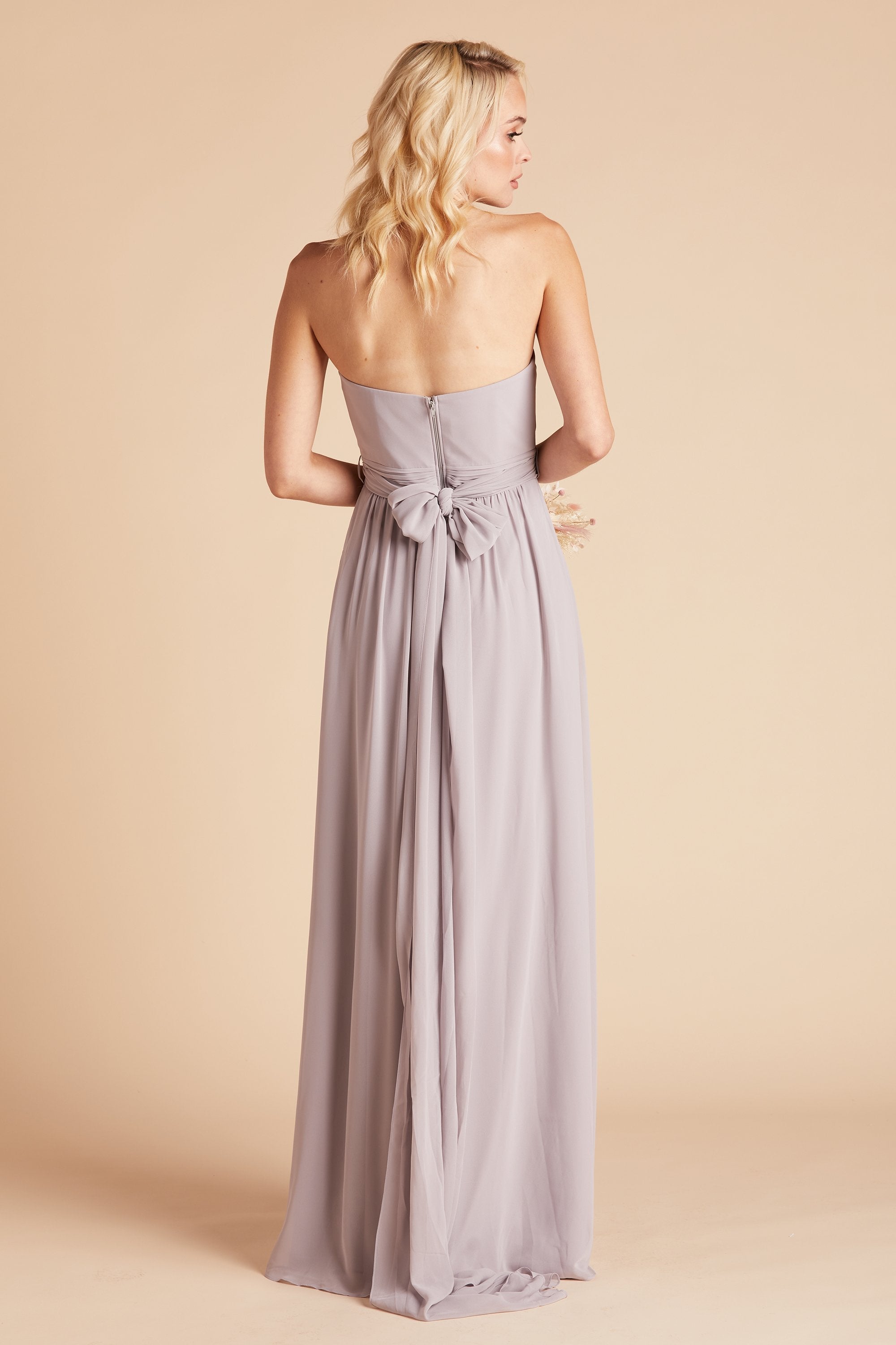 Grace convertible bridesmaid dress in lilac purple chiffon by Birdy Grey, back view