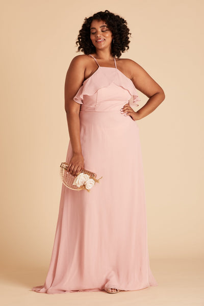 Jules plus size bridesmaid dress in dusty rose chiffon by Birdy Grey, front view