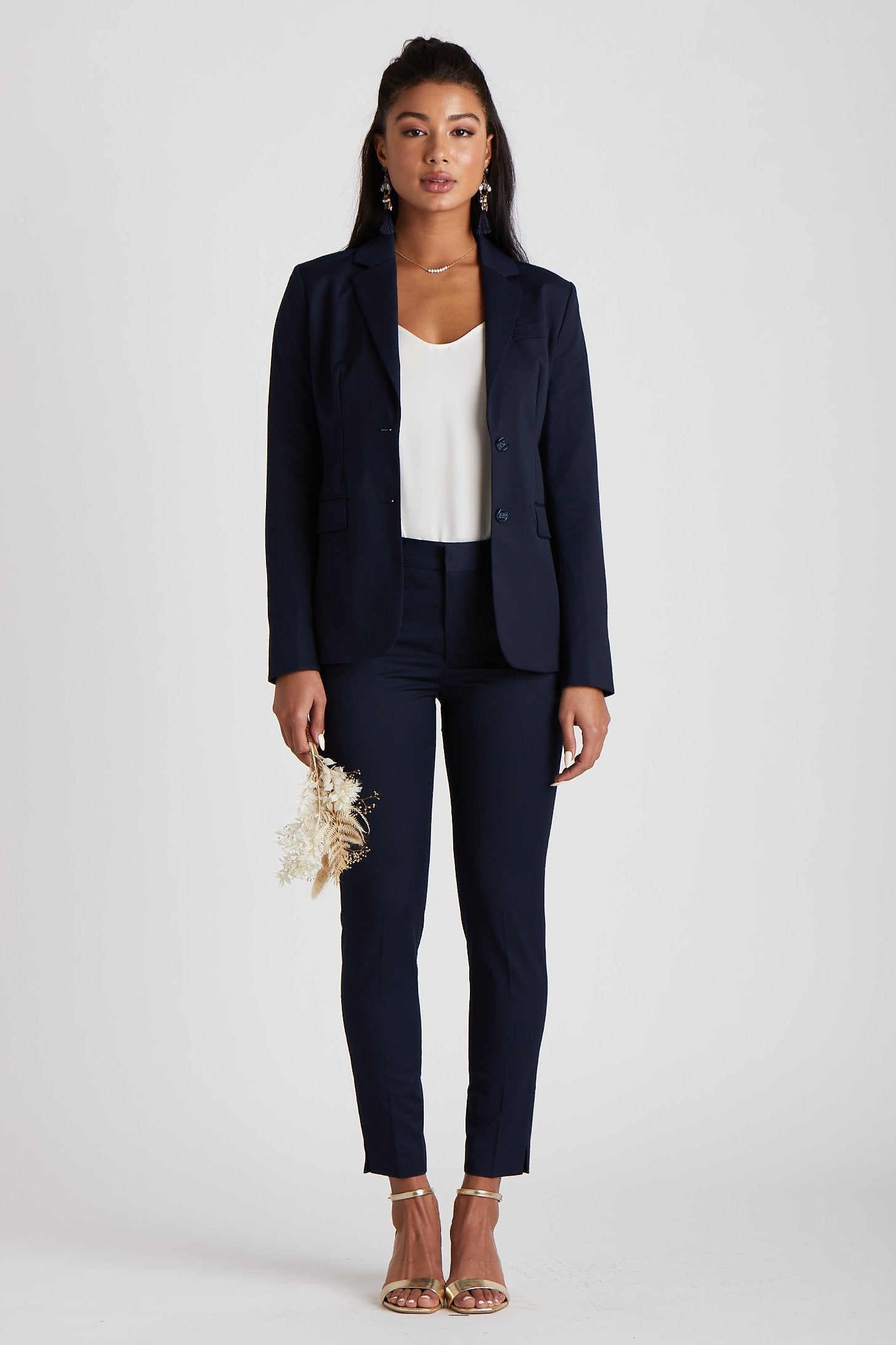 Women's Navy Blue Suit by SuitShop, front view