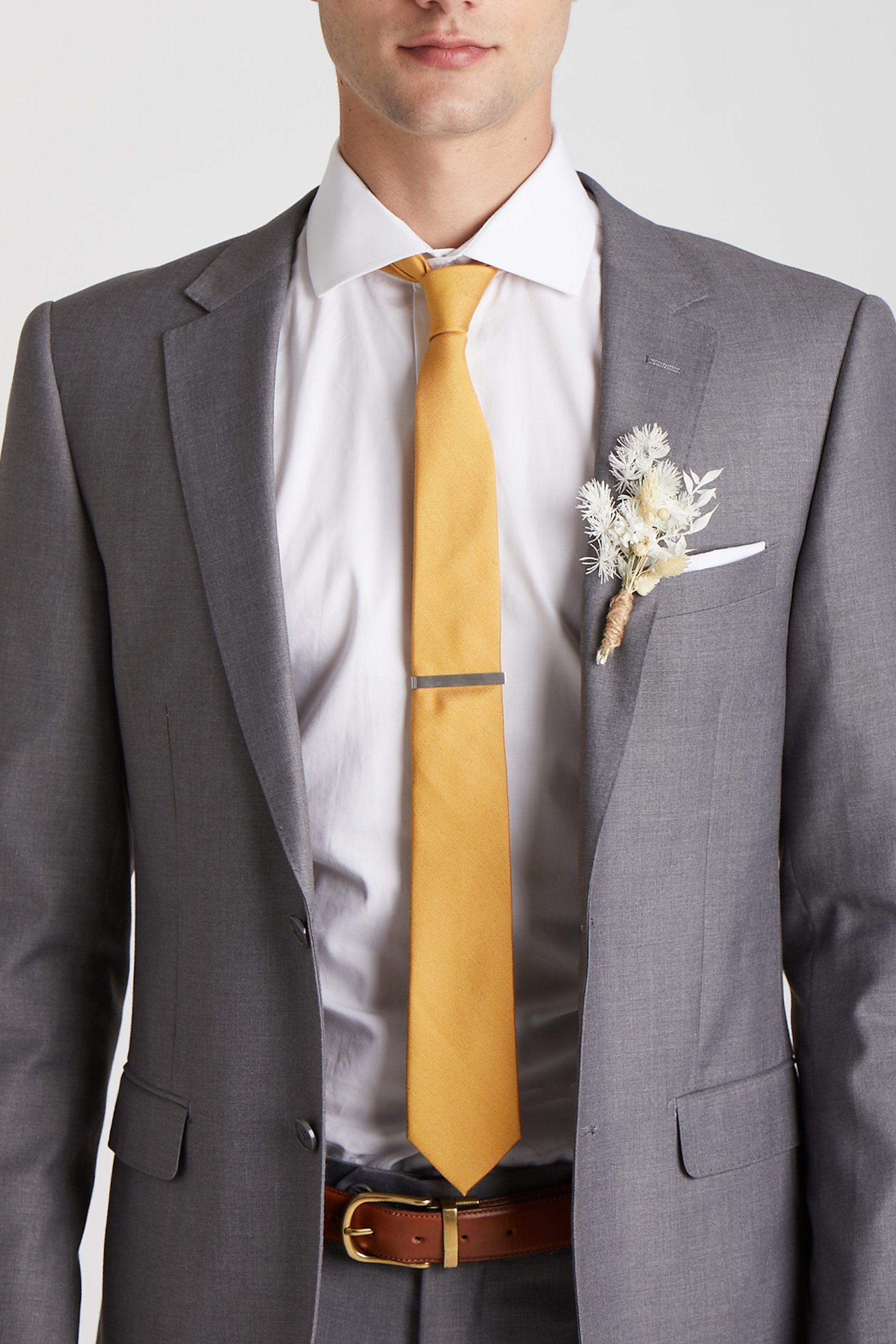 Simon Necktie in Marigold by Birdy Grey, front view