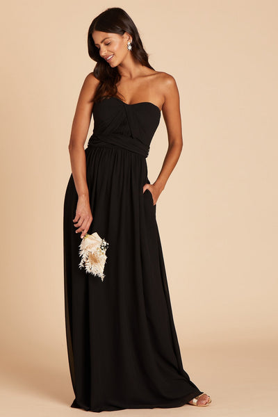 Grace Convertible Dress With Slit - Black