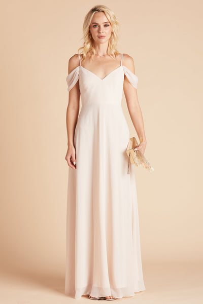 Devin convertible bridesmaids dress in champagne chiffon by Birdy Grey, front view