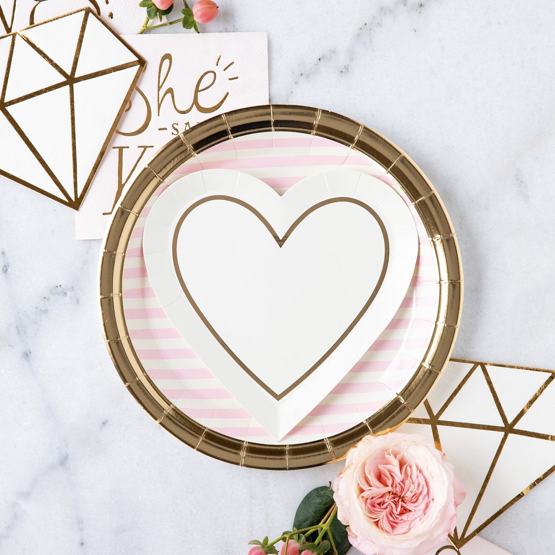 Bride To Be Heart Plates by Birdy Grey, front view