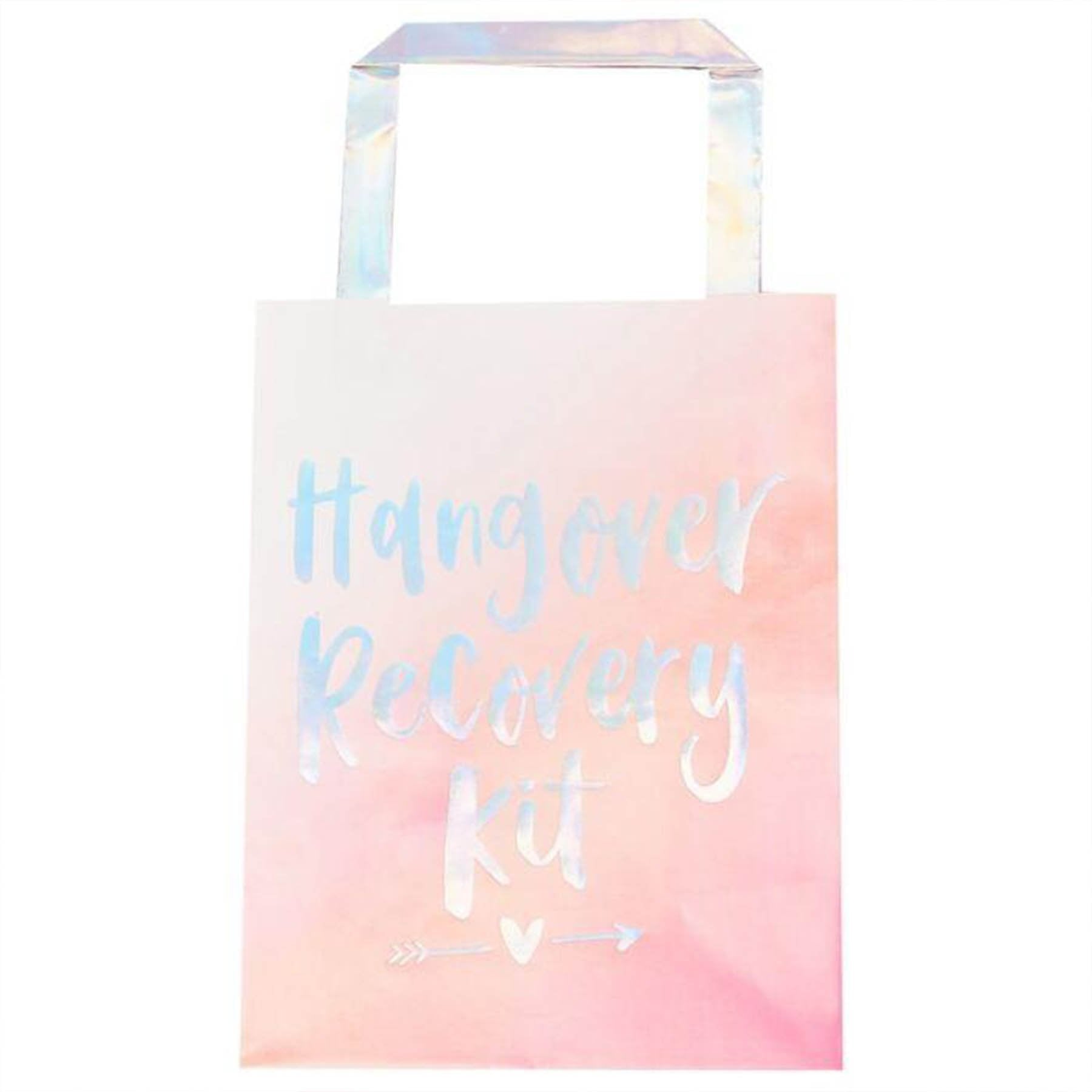 Hangover Recovery Kit Party Bags in iridescent pink by Birdy Grey, front view