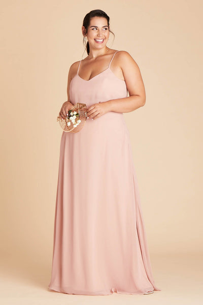 Gwennie plus size bridesmaid dress in dusty rose chiffon by Birdy Grey, front view