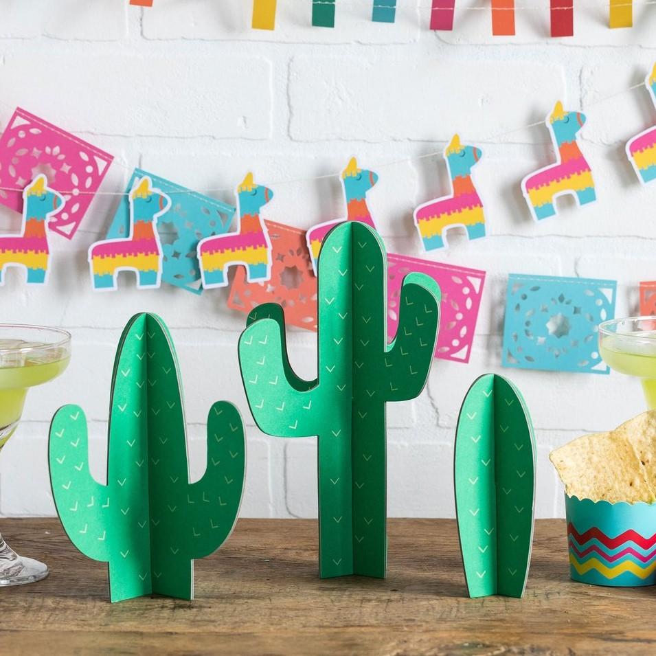 Cactus Tabletop Decor in green by Birdy Grey, front view