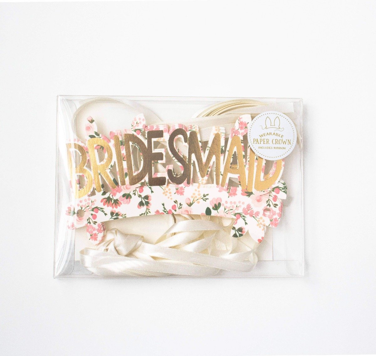 Bridesmaid Paper Crown Card by Birdy Grey, front view