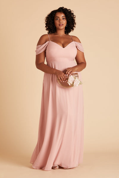 Devin convertible plus size bridesmaids dress in dusty rose chiffon by Birdy Grey, front view