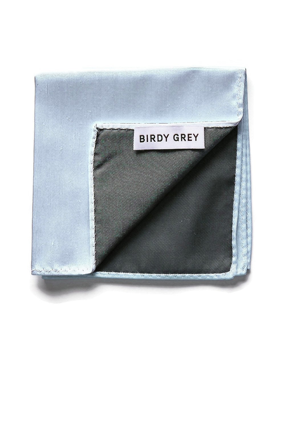 Didi Pocket Square in dusty blue sateen by Birdy Grey, front view