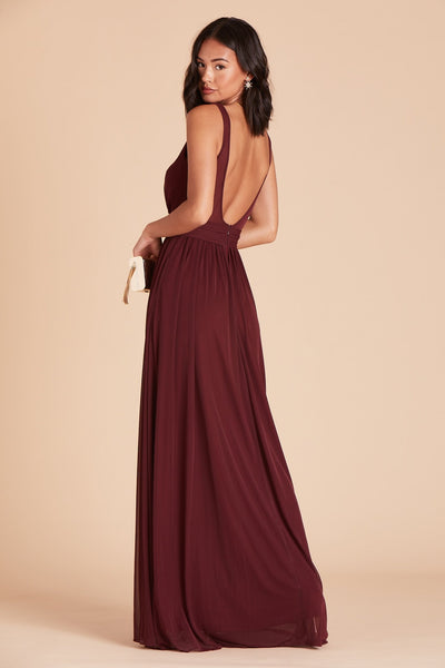 Jan bridesmaids dress in cabernet burgundy chiffon by Birdy Grey, side view