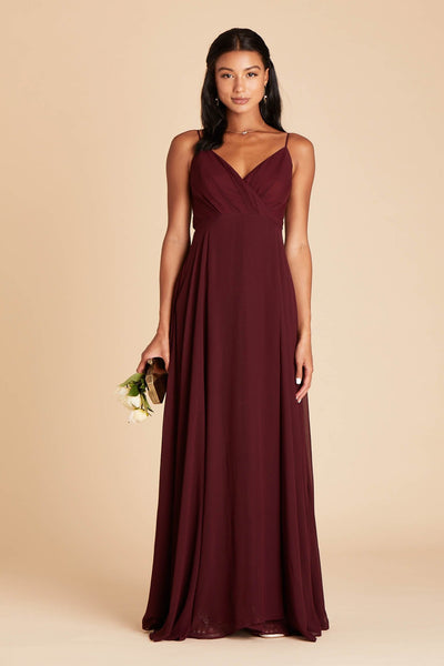 Kaia bridesmaids dress in cabernet burgundy chiffon by Birdy Grey, front view