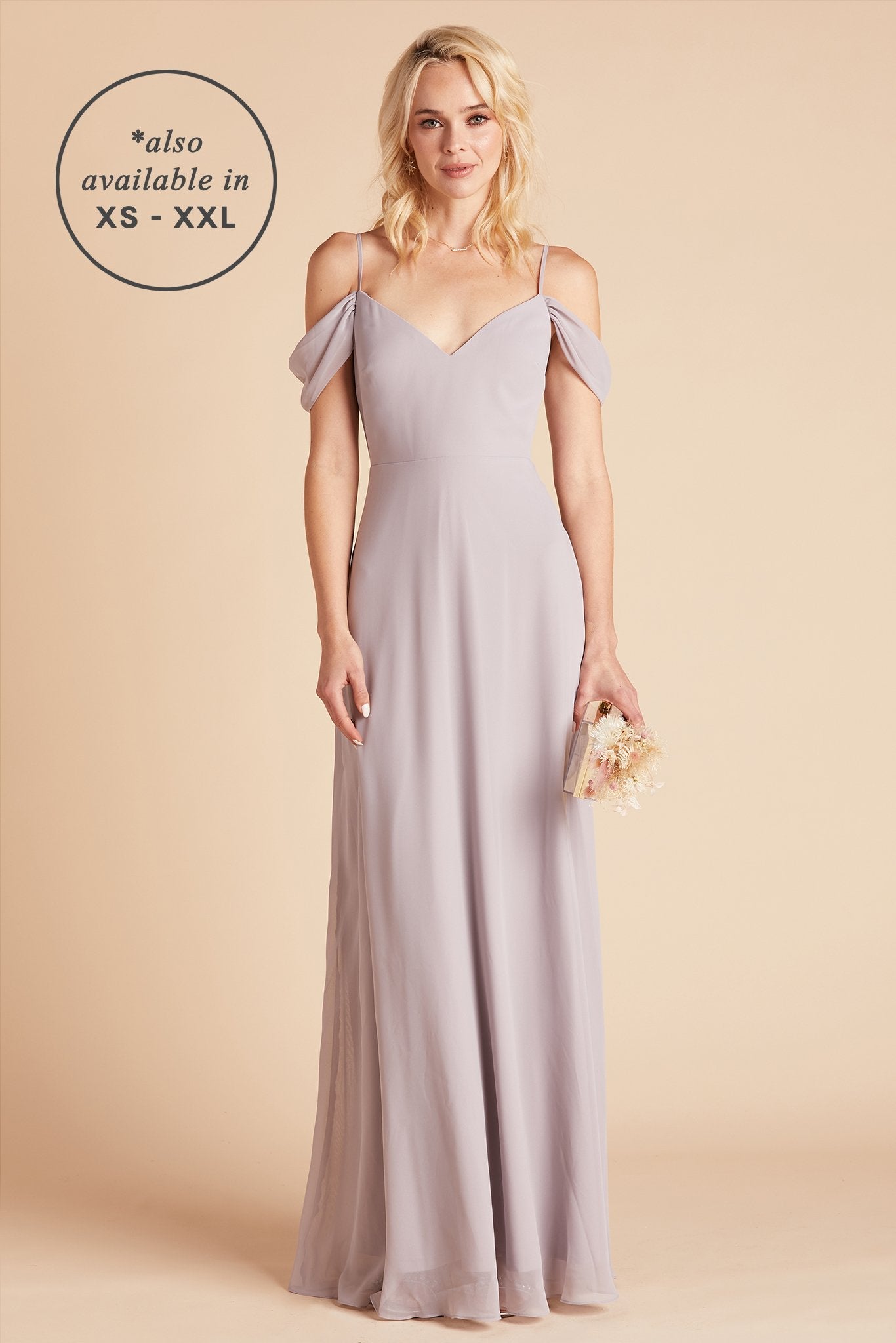 Devin convertible  bridesmaids dress in lilac purple chiffon by Birdy Grey, front view