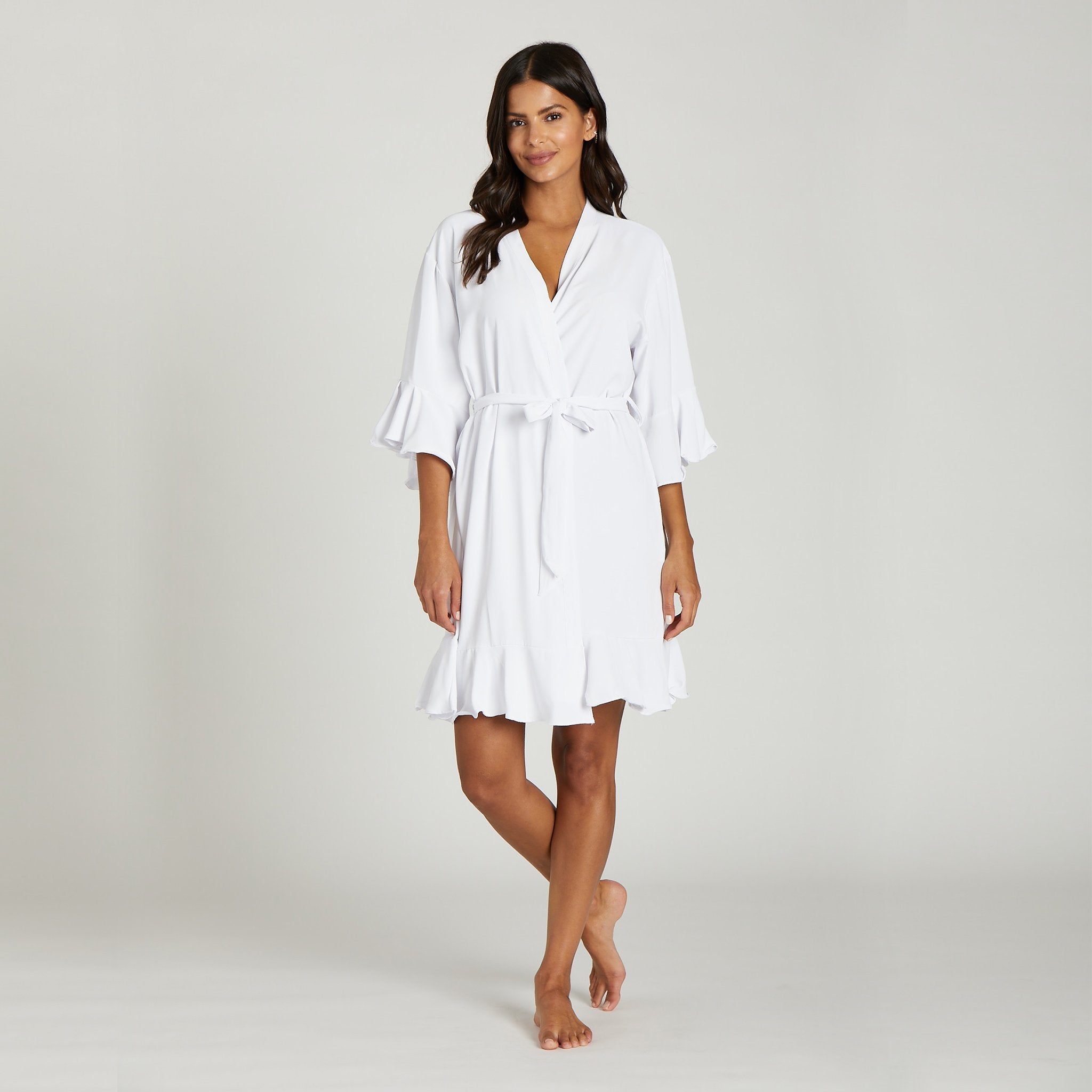 Ruffle Robe - White