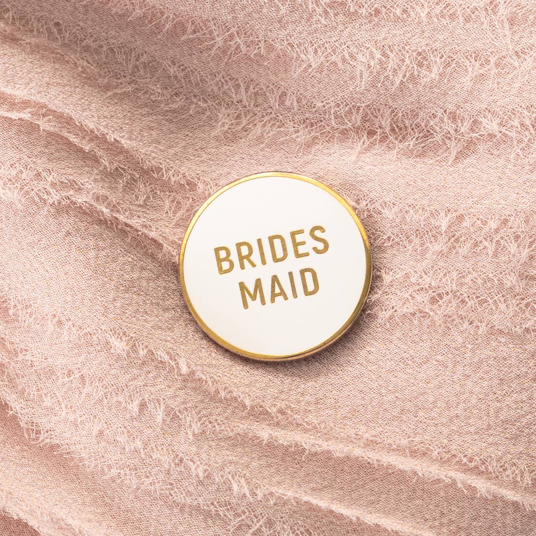 Bridesmaid Enamel Pin in white and gold by Birdy Grey, front view