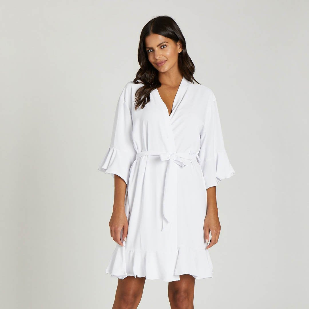 Ruffle Robe - White