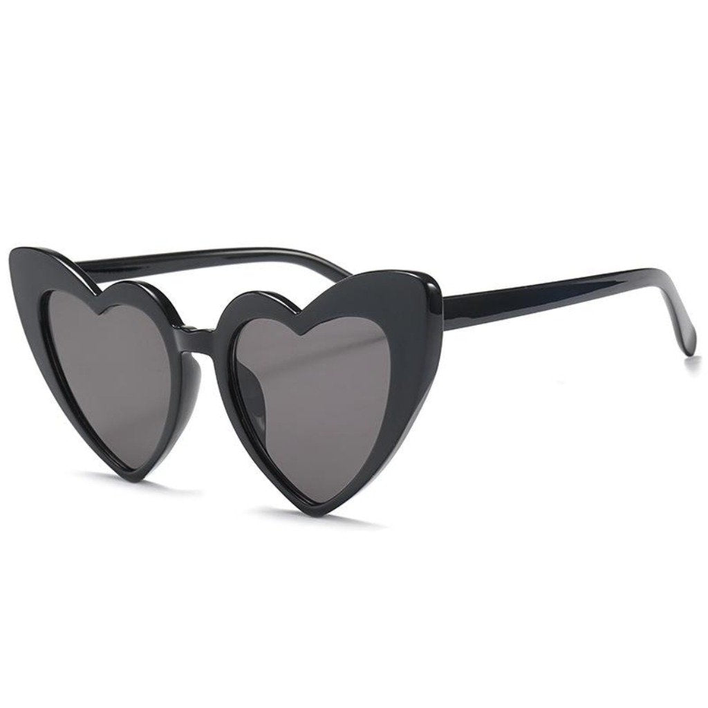 Heart sunglasses in black by Birdy Grey, side view