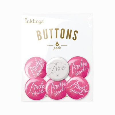 Bridal Party Buttons in fuchsia by Birdy Grey, front view