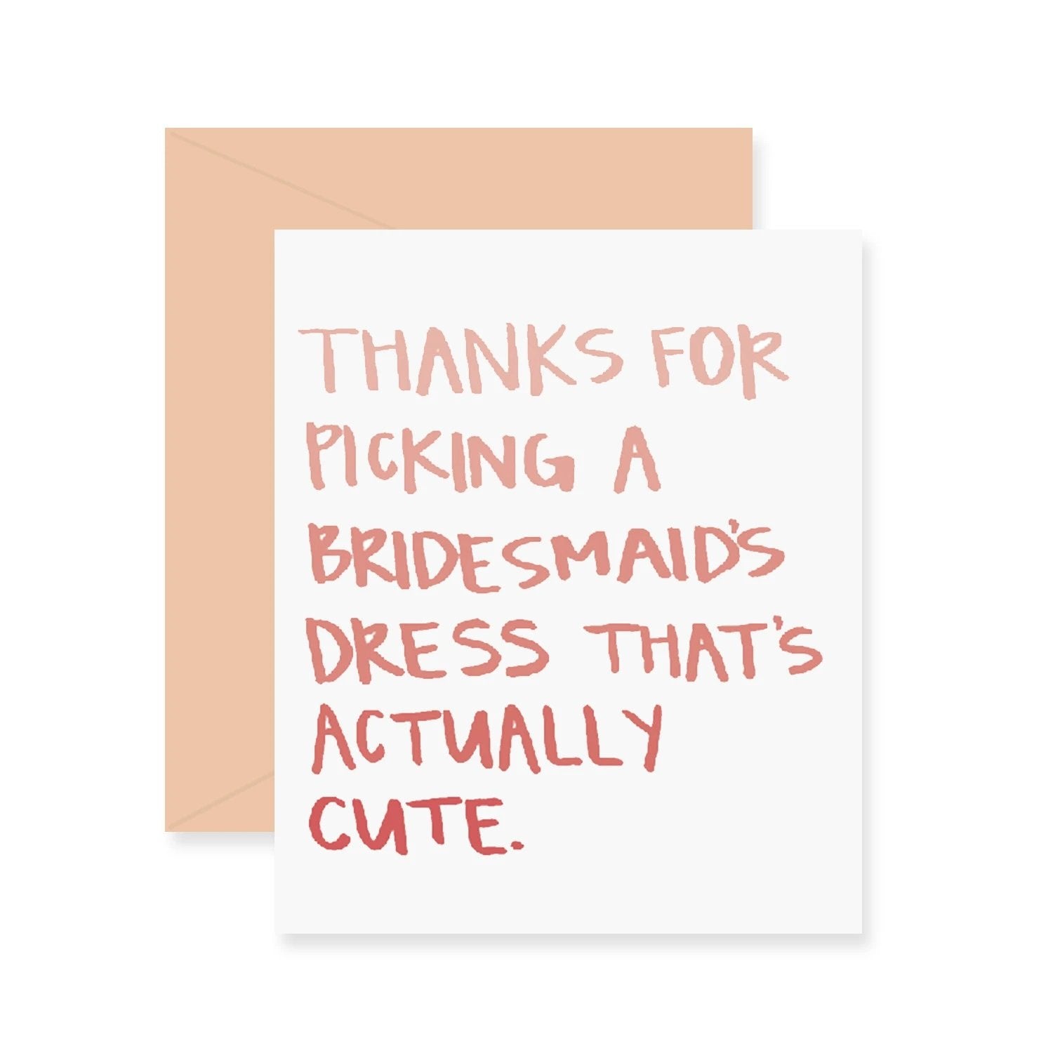 Bridesmaid's Dress Thank You Card by Birdy Grey, front view