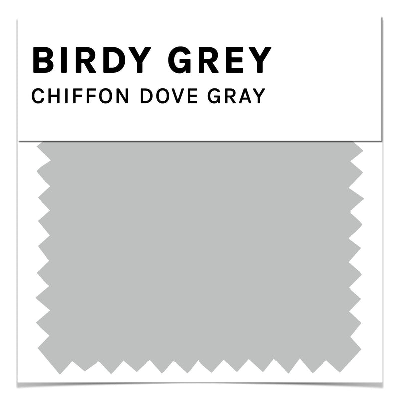 Swatch in dove gray chiffon by Birdy Grey, front view