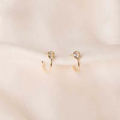 CZ Gold Open Hoop Earrings