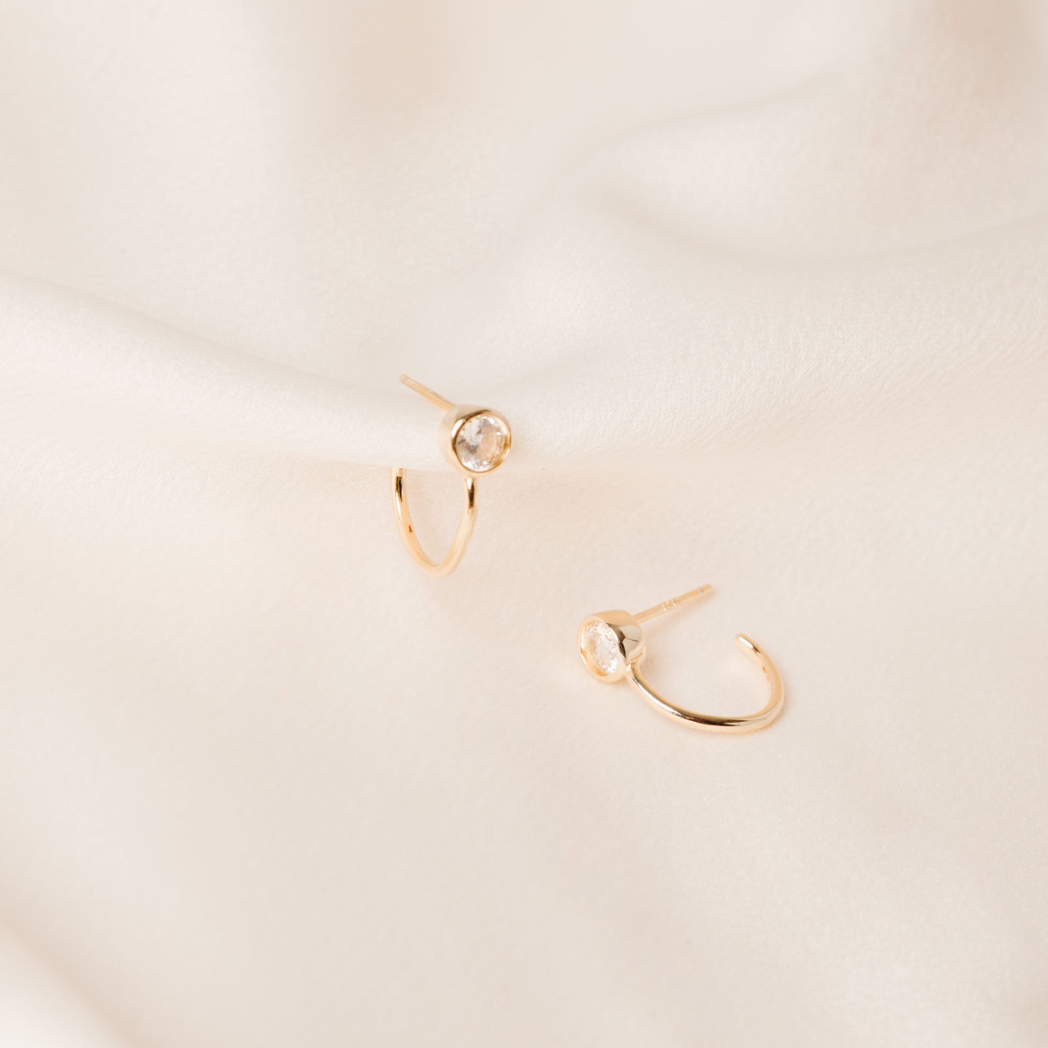 CZ Gold Open Hoop Earrings