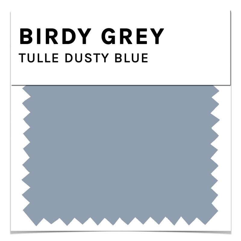 Swatch in dusty blue tulle by Birdy Grey, front view