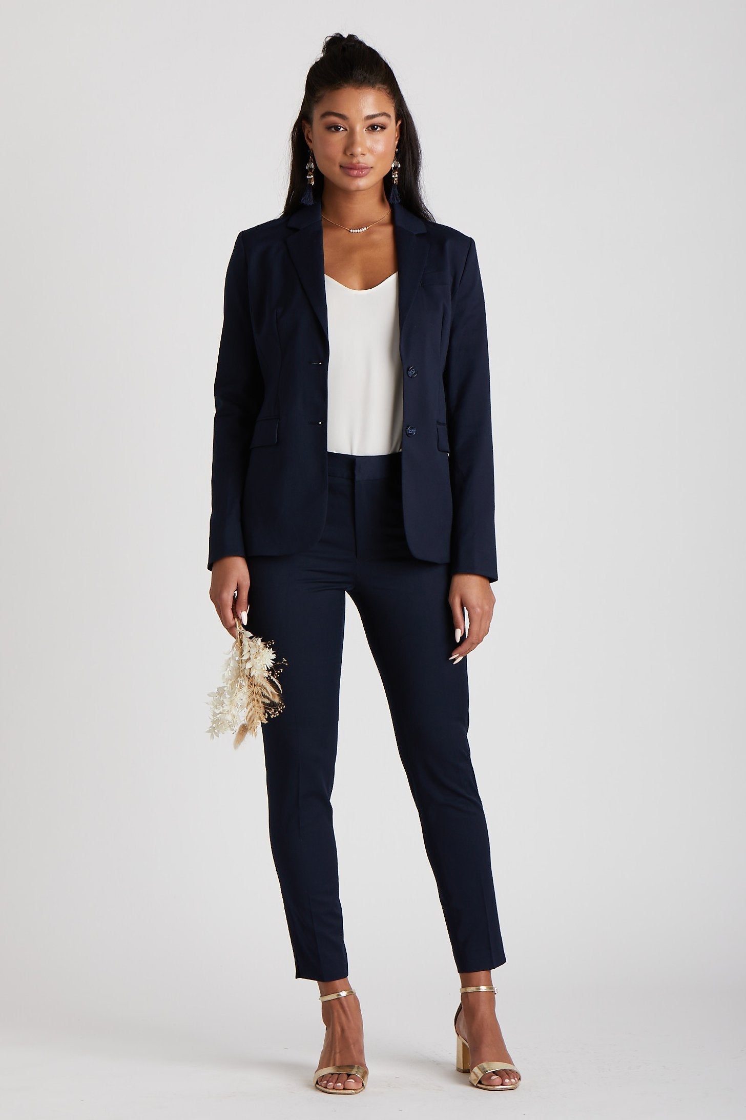 Women's Navy Blue Suit by SuitShop, front view