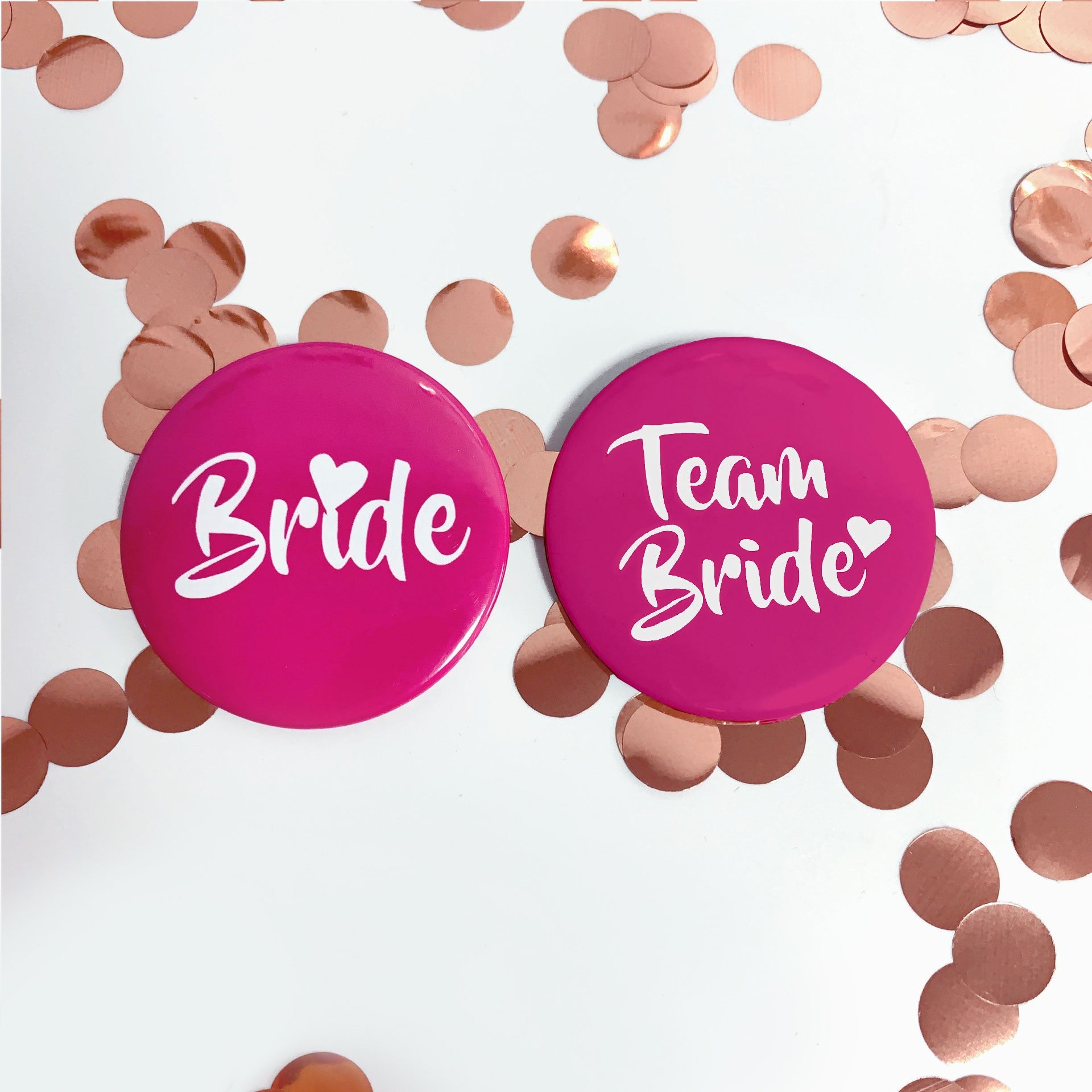 Team Bride Pin Set in Pink bachelorette party swag by Birdy Grey