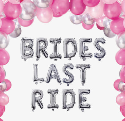 Bride's Last Ride Banner and Balloon Set by Birdy Grey, front view