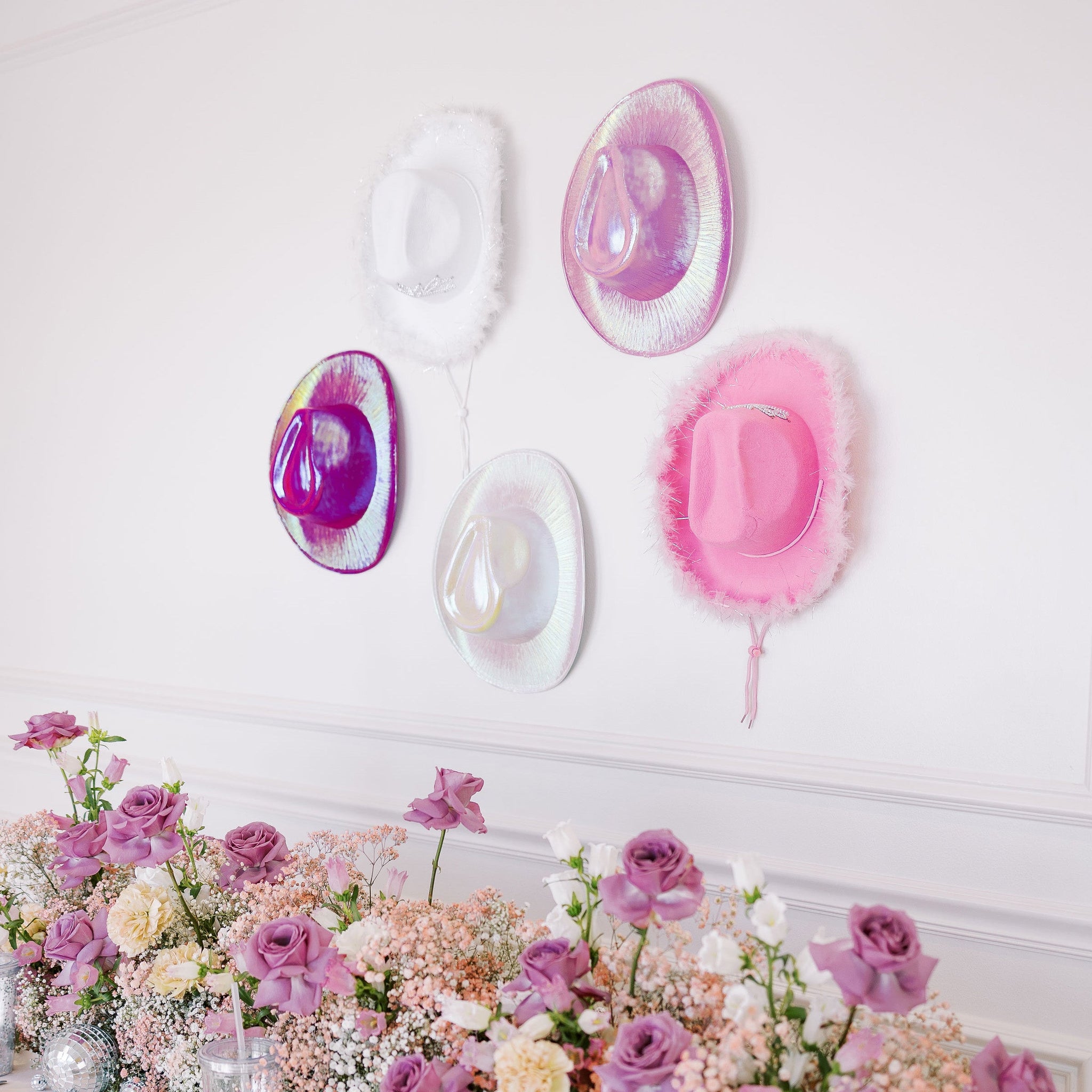 Hot Pink Iridescent Cowgirl Hat by Birdy Grey, front view