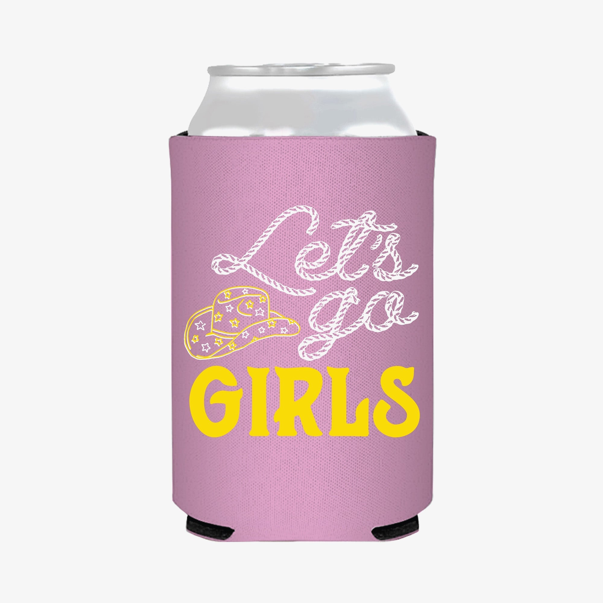 Let's Go Girls Western Drink Koozie by Birdy Grey, front view