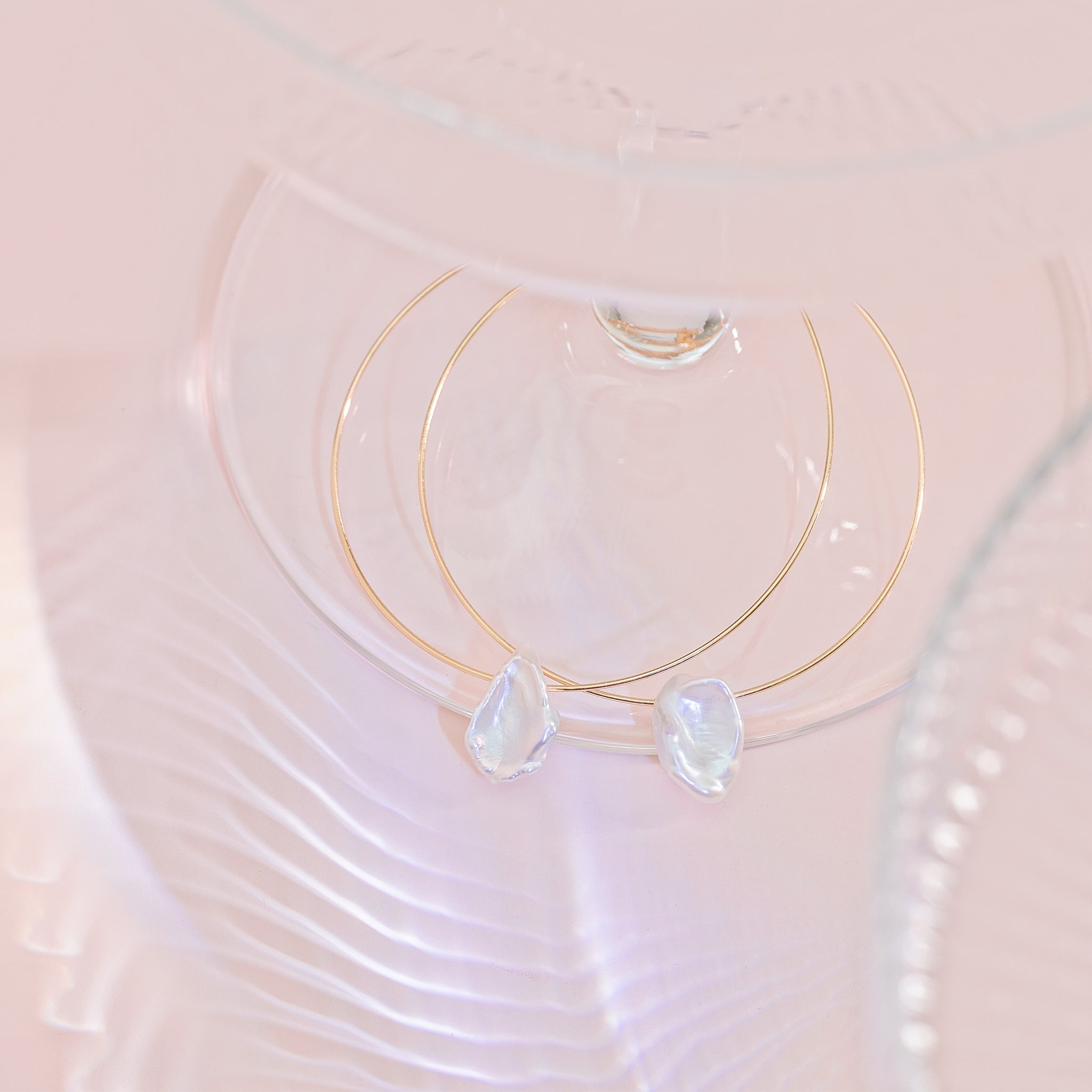 Oceanside Pearl Hoops, front view