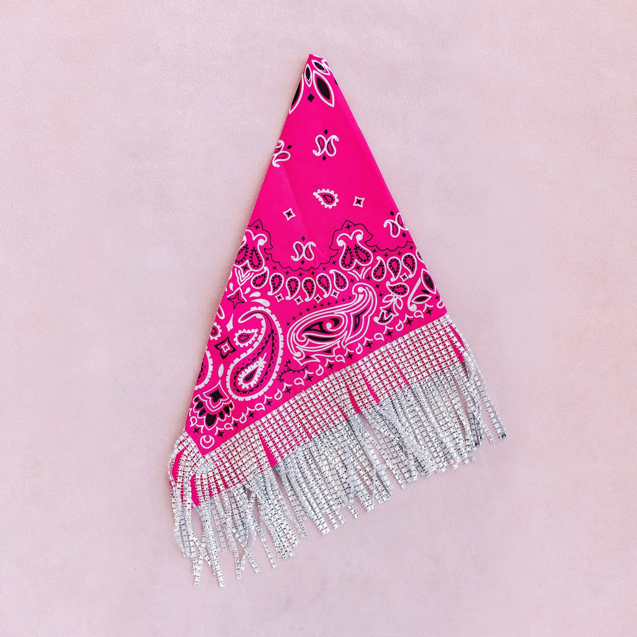 Pink Rhinestone Bandana by Birdy Grey, front view