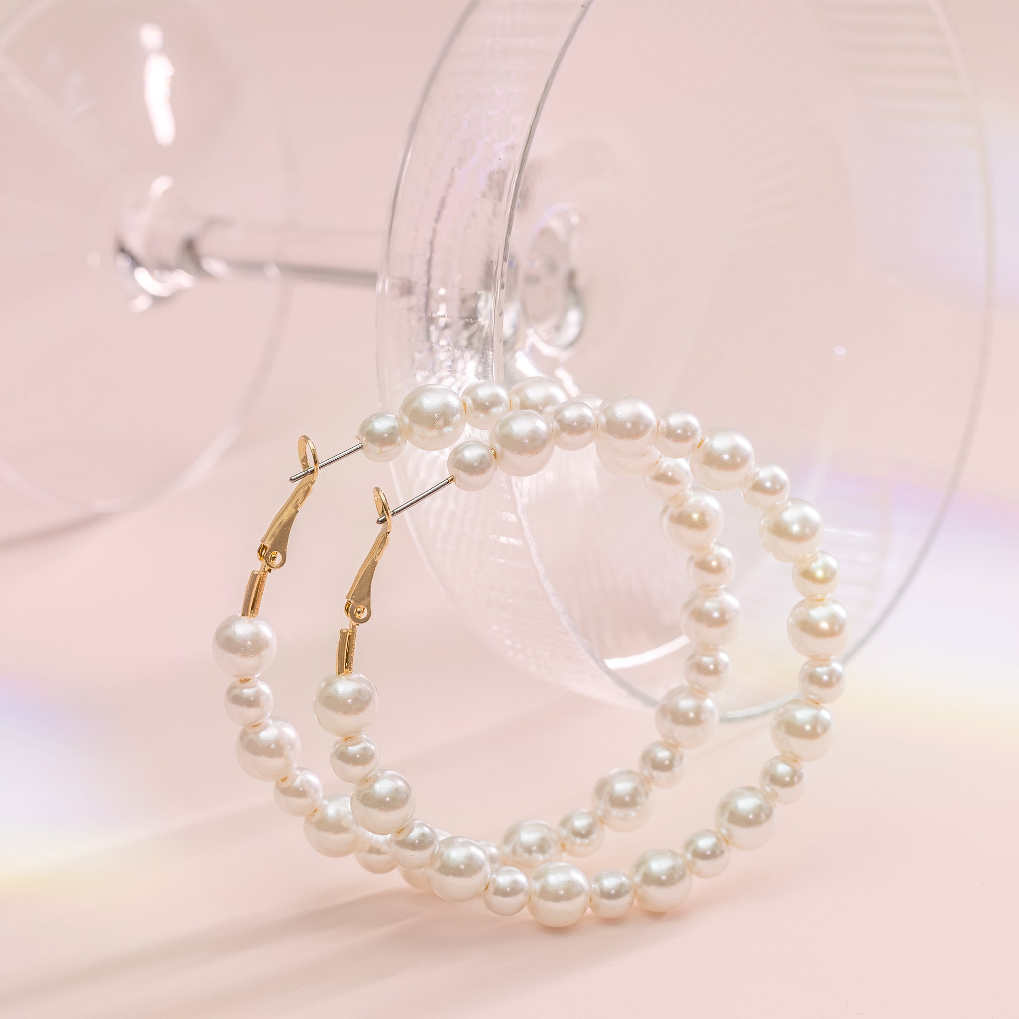 Large Spokane Pearl Hoops, front view