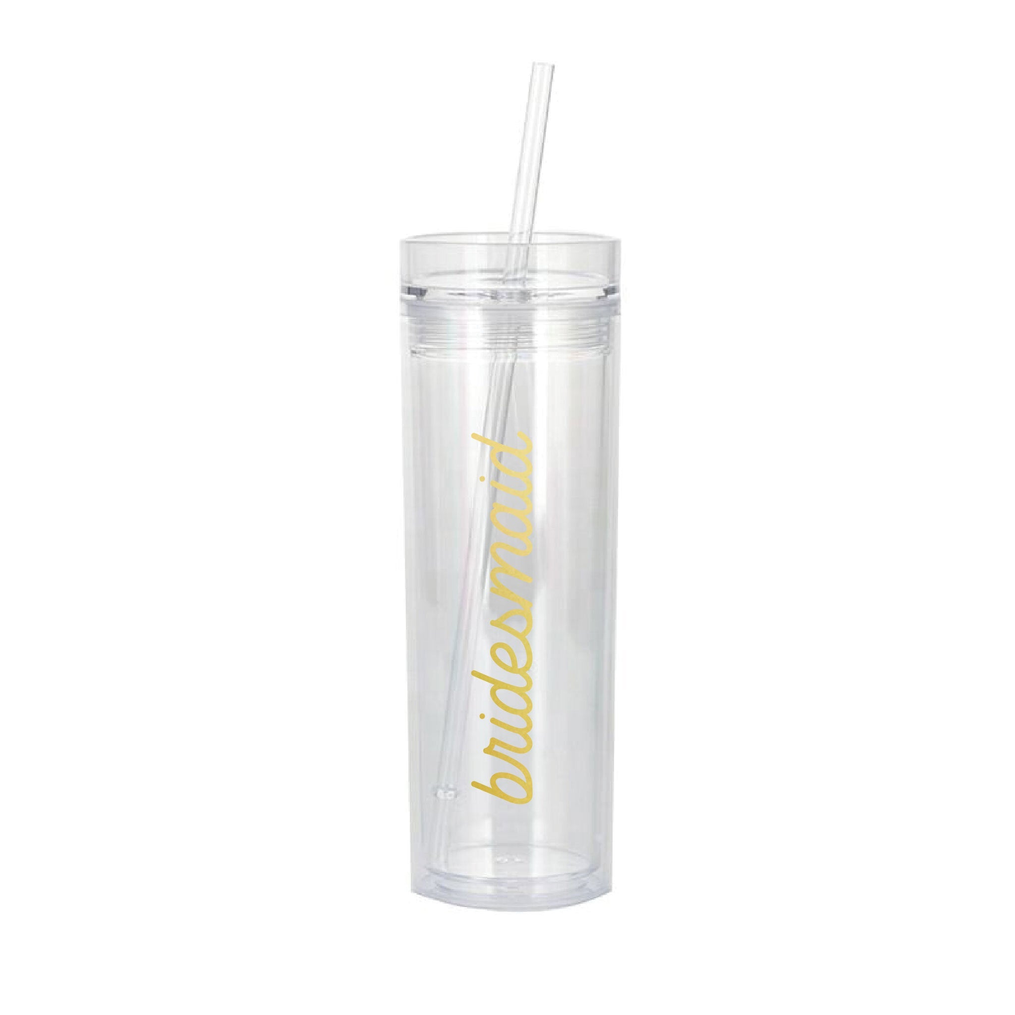 Flat view Personalized Tumblers in clear with the word 